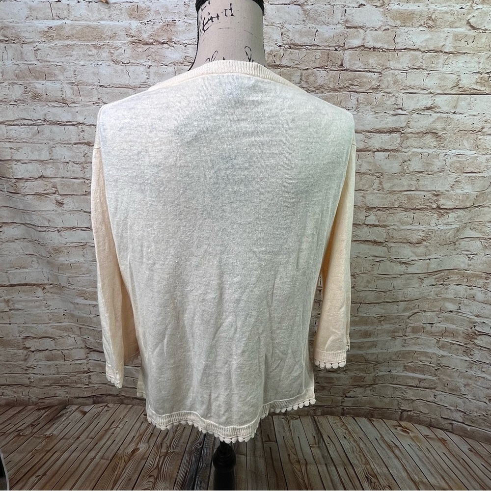 New J. Crew Linen Sweater Knot Top Small - Picture 3 of 7